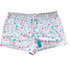 Vineyard Vines Women's XL Floral Flamingo Print Cotton Shorts Drawstring